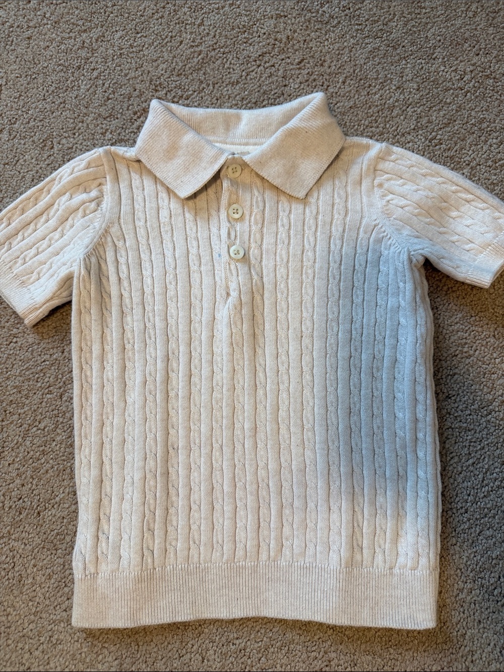 Gymboree Cream Cable-Knit Polo Shirt